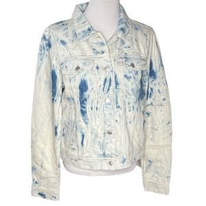 Free People Rumors Jones Denim Bleached Jean Jacket White Blue Size Large